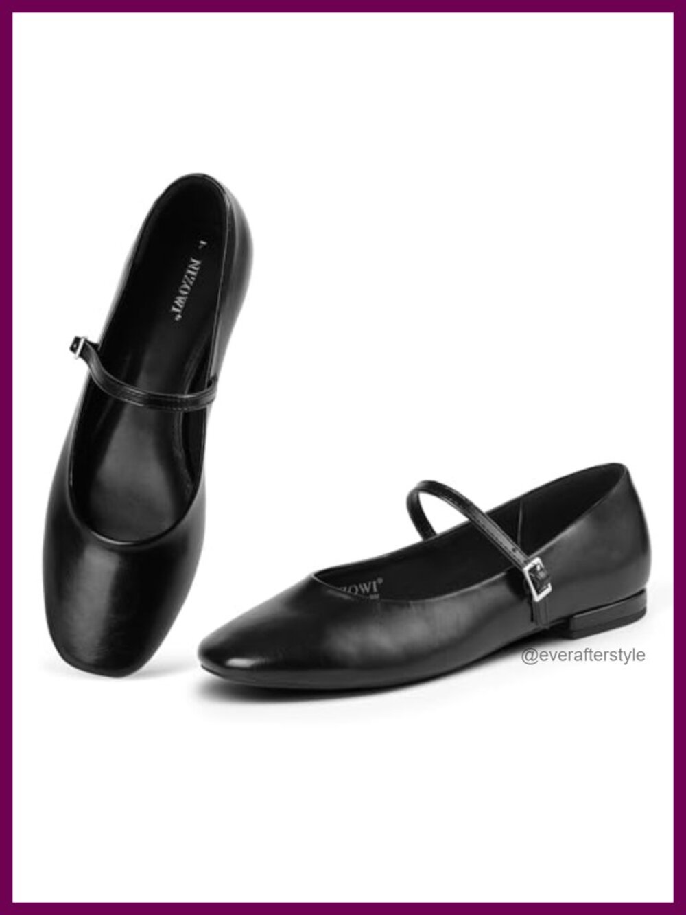 Mary Jane Flats Square Toe Ballet PU Leather Adjustable Buckle Comfort